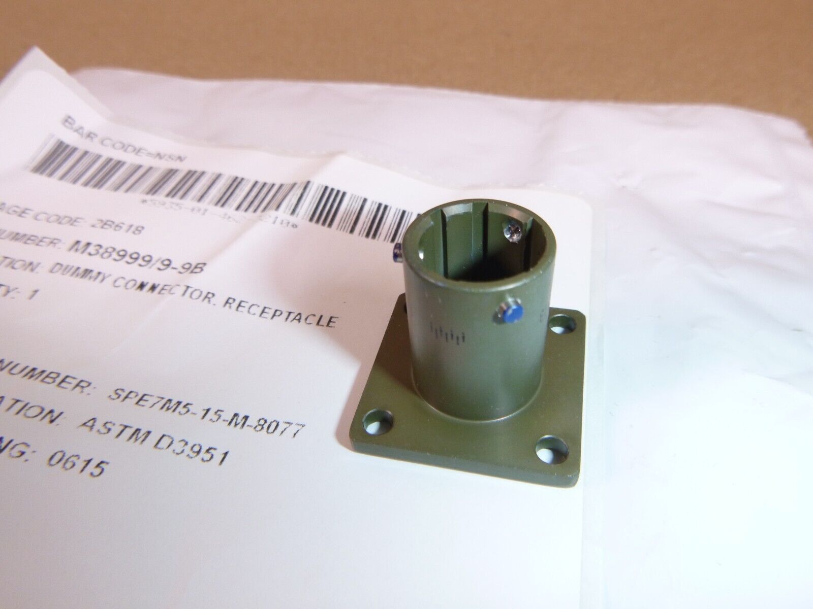 MIL-DTL-38999/9 Dummy Stowage Receptacle Bayonet Coupling M38999/9-9B | Industrial Replacement Nuts & Bolts Distributor and Machinery Screws & Fasteners Supply