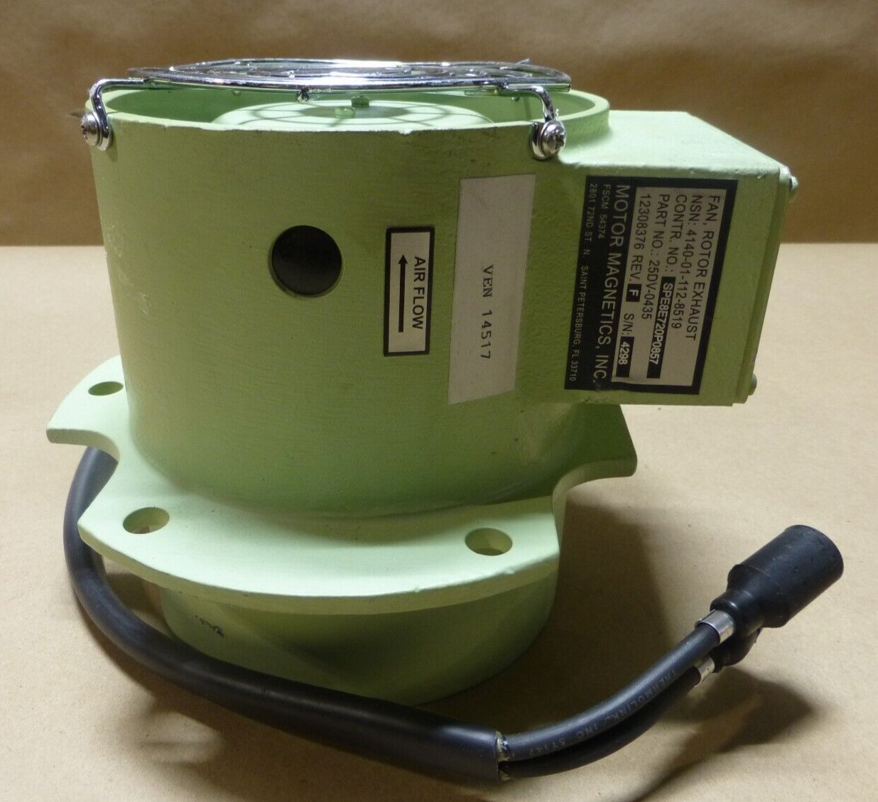MOTOR MAGNETICS 25DV-0435 VANEAXIAL FAN 12308376 A4 A3 BRADLEY 4140-01-112-8519 | Industrial Electric Motors, Pumps & Parts