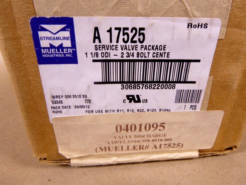 Mueller A17525 Refrigeration Compressor Service Valve Kit 1-1/8", 998-0510-099 | Industrial MRO Replacement Parts, Manufacturing Machine Parts & Components, Heavy Equipment Parts Supplier