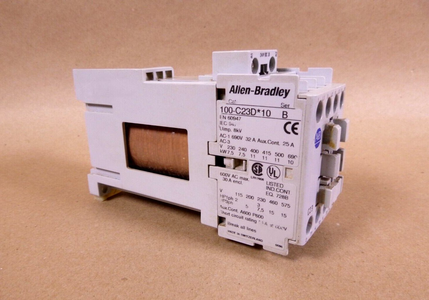 New Allen Bradley 100-C23D*10 100-C23D10 Ser. B IEC Contactor 24VDC Coil | Electrical MRO Replacement Parts & Components and Commercial Electrical Supplies Company