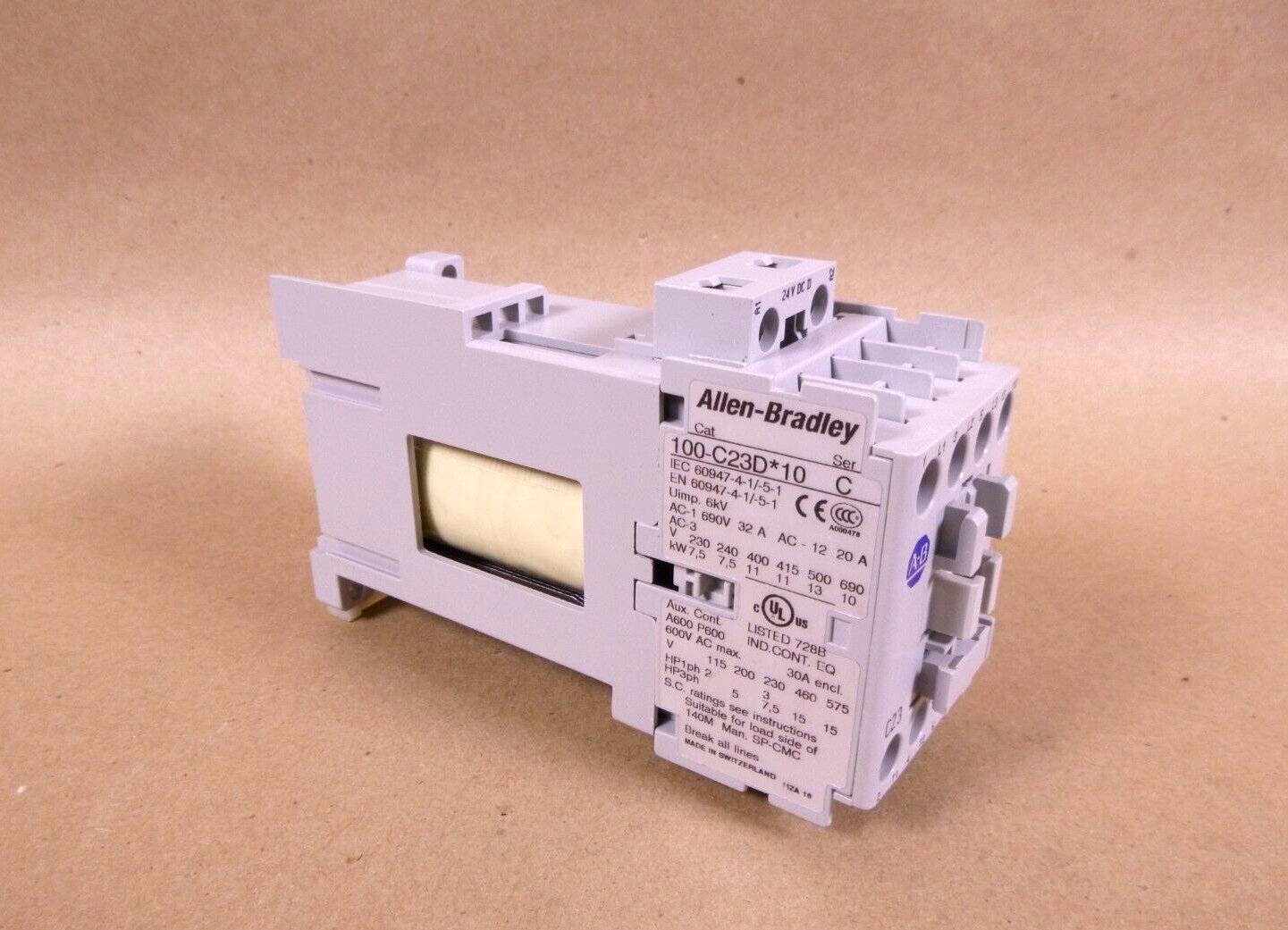 New Allen Bradley 100-C23D*10 100-C23D10 Ser. C IEC Contactor 24VDC Coil | Electrical MRO Replacement Parts & Components and Commercial Electrical Supplies Company