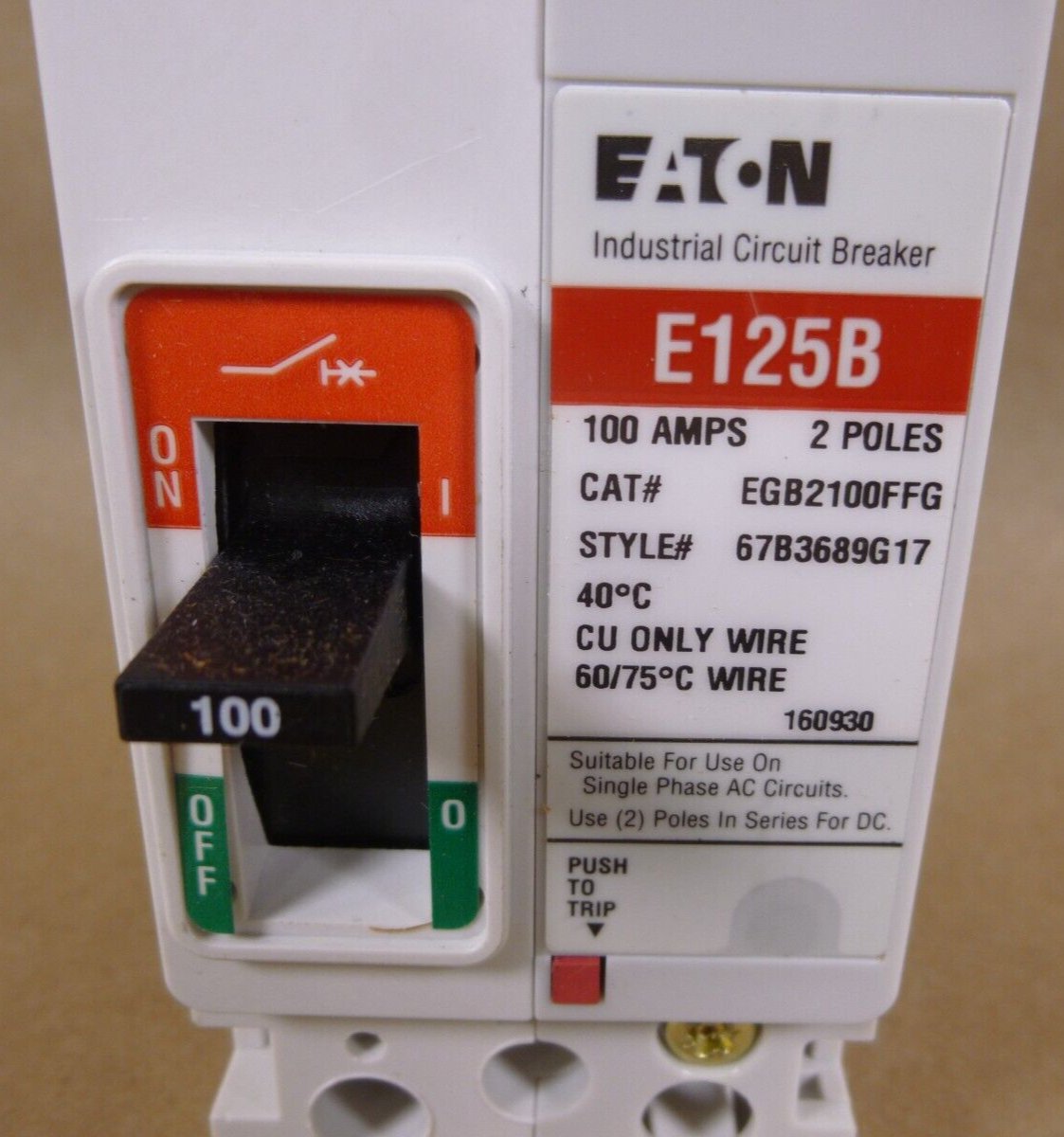 NEW Eaton EGB2100FFG Molded Case Breakers EG Frame 2P 100A 480V 50/60Hz | Electrical MRO Replacement Parts & Components and Commercial Electrical Supplies Company