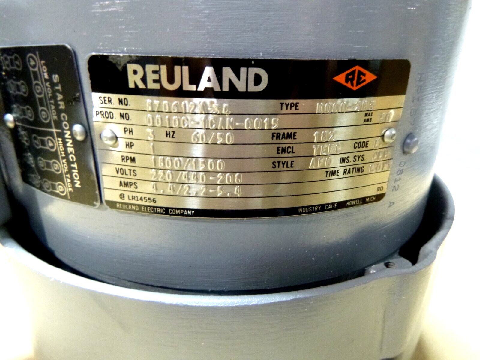 New Reuland Hydraulic Power Unit Electric Motor 1 Hp. 182 Fr. 3 Ph. 1800 Rpm | Industrial Electric Motors, Pumps & Parts