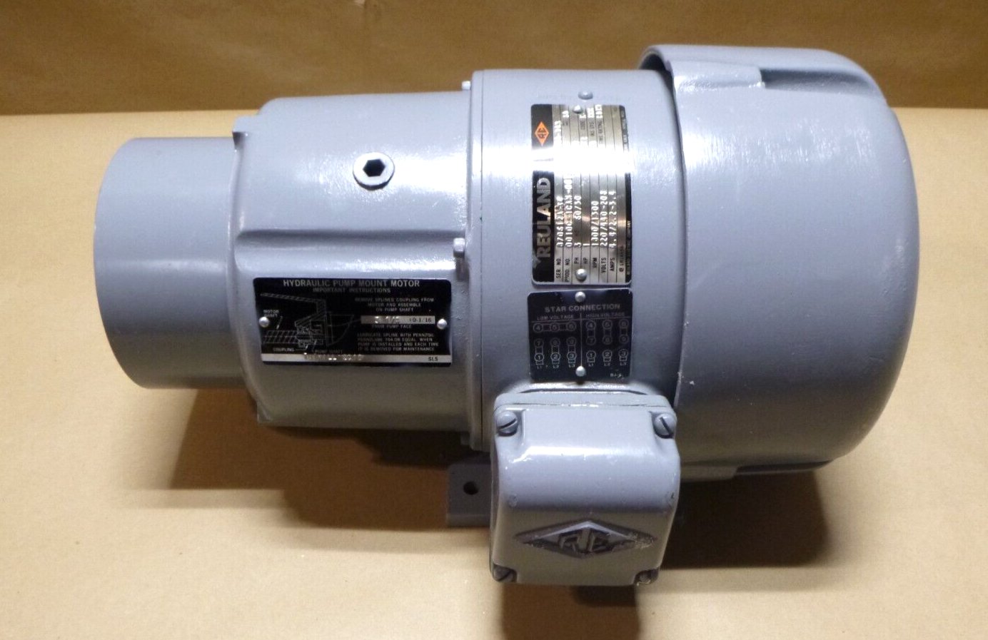New Reuland Hydraulic Power Unit Electric Motor 1 Hp. 182 Fr. 3 Ph. 1800 Rpm | Industrial Electric Motors, Pumps & Parts