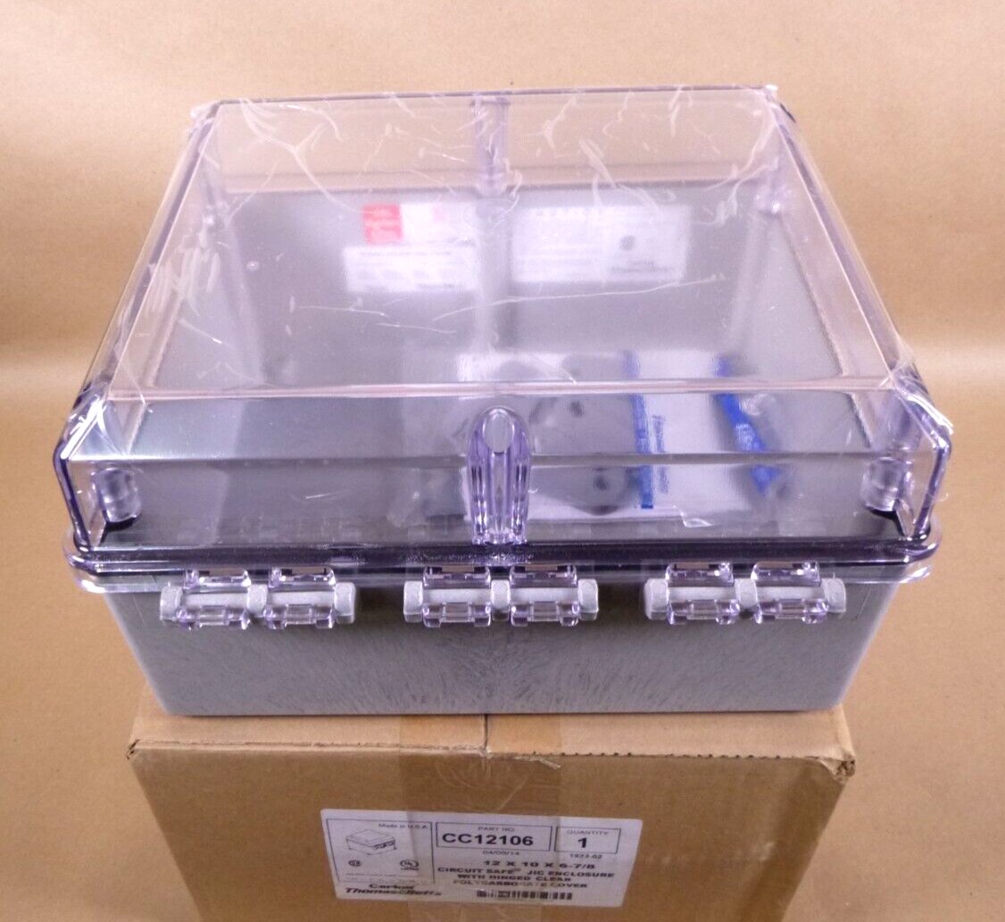 New Thomas & Betts Electrical Enclosure, Type 4x, Hinged Clear Cover, 12 x 10 x 6" USA Made | Electrical MRO Replacement Parts & Components and Commercial Electrical Supplies Company