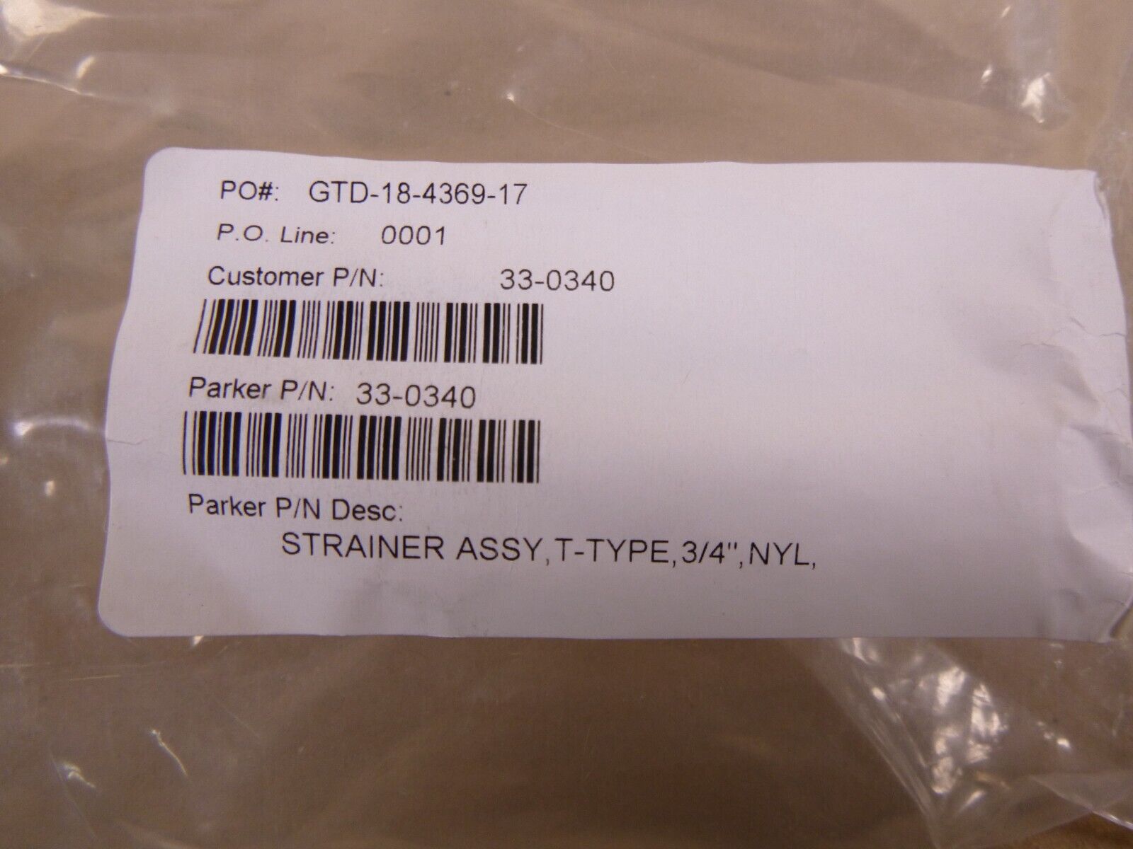 Parker 33-0340 Village Marine Strainer Assembly T-Type Nylon 3/4" 40 Mesh | Industrial MRO Replacement Parts, Manufacturing Machine Parts & Components, Heavy Equipment Parts Supplier
