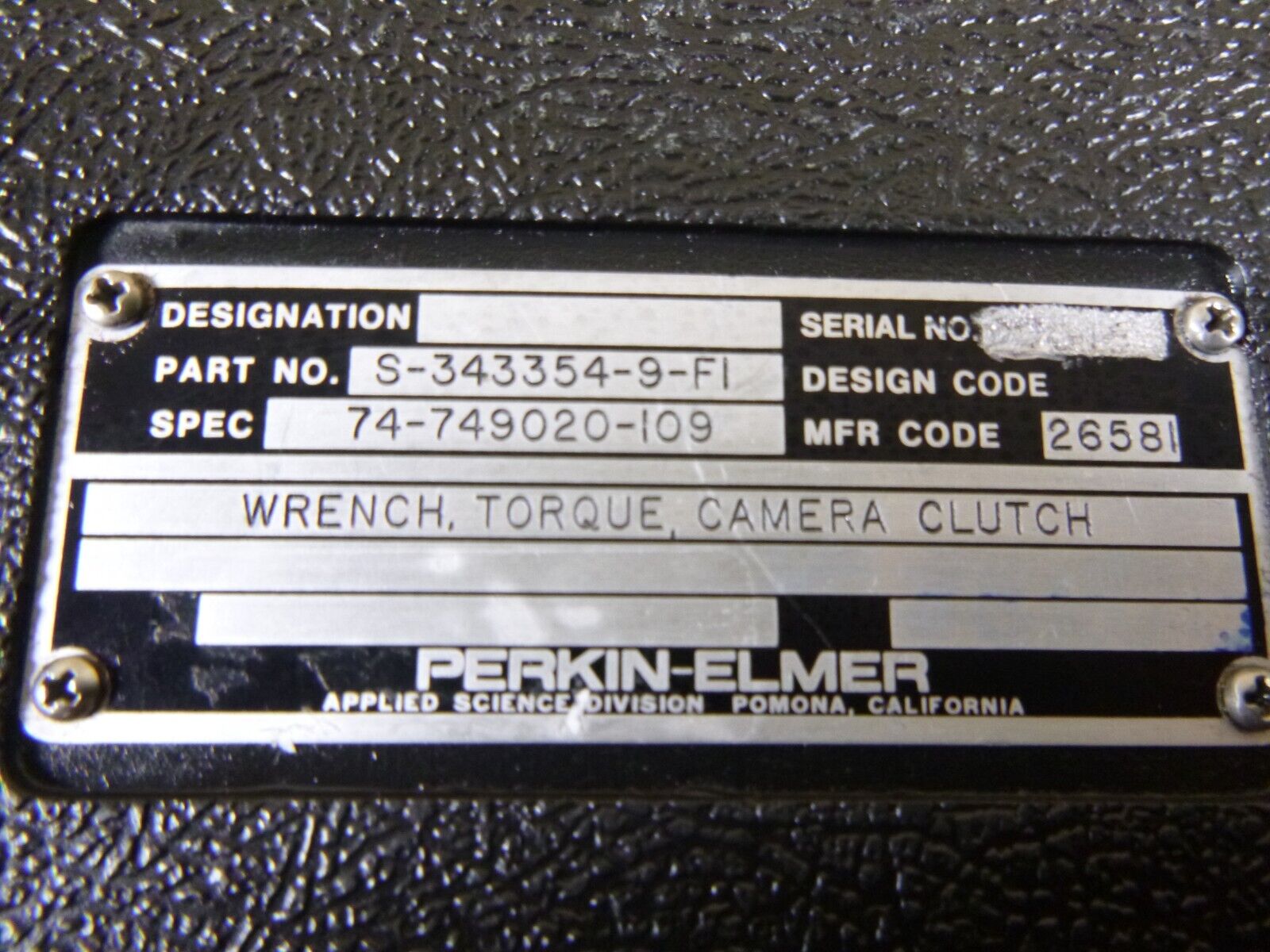 Perkin-Elmer 32 Inch Ounce Camera Clutch Torque Wrench S-343354-9-FI, Calibrated | Industrial MRO Tools and Replacement Industrial Equipment Components