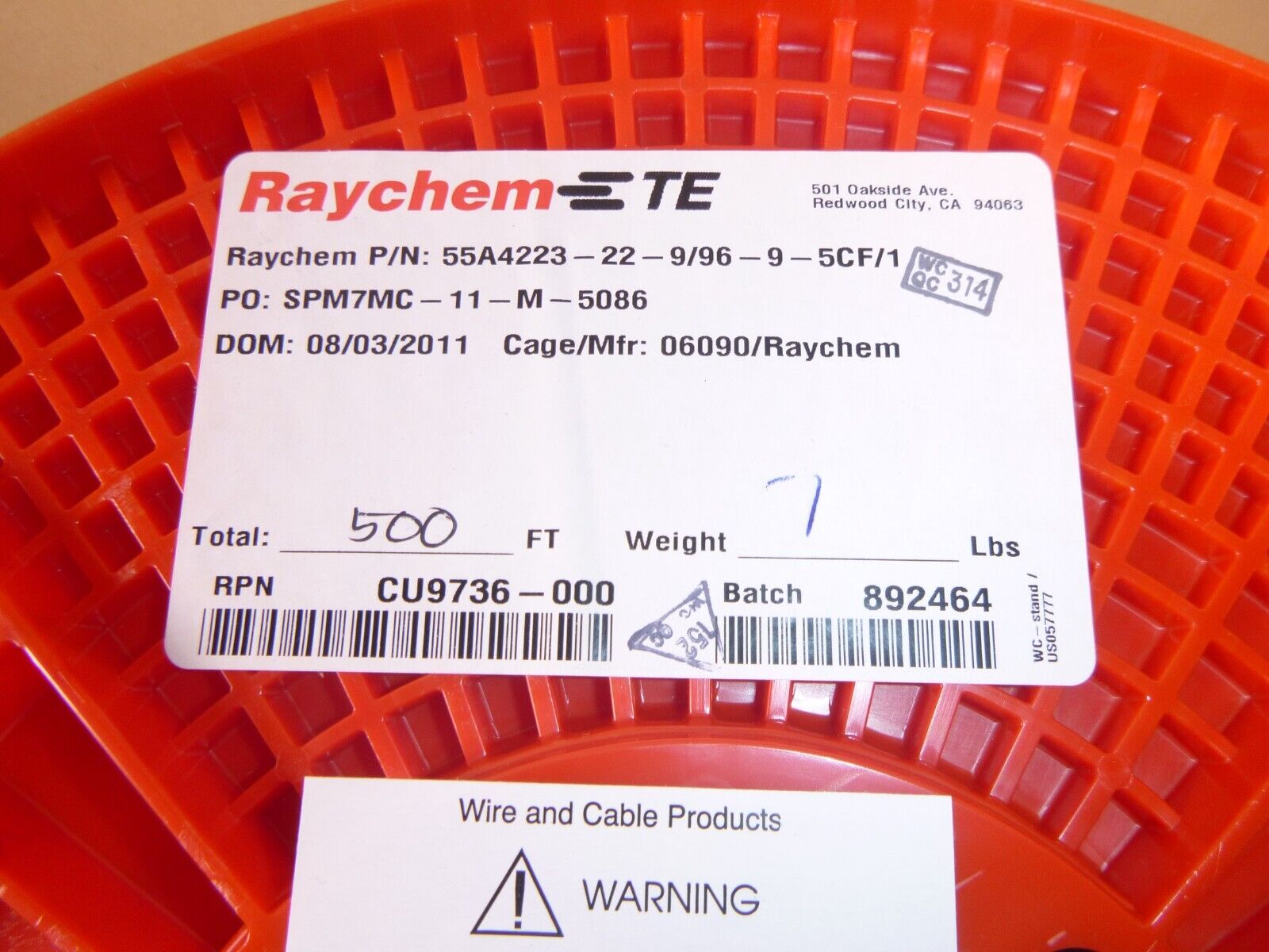 Raychem 55A4223-22, 2/22 AWG Cable (500&