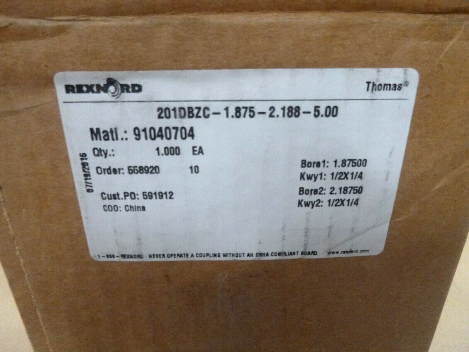 Rexnord Thomas 201DBZ Complete Flexible Coupling Assembly Bored 1-7/8" x 2-3/16" | Industrial MRO Replacement Parts, Manufacturing Machine Parts & Components, Heavy Equipment Parts Supplier