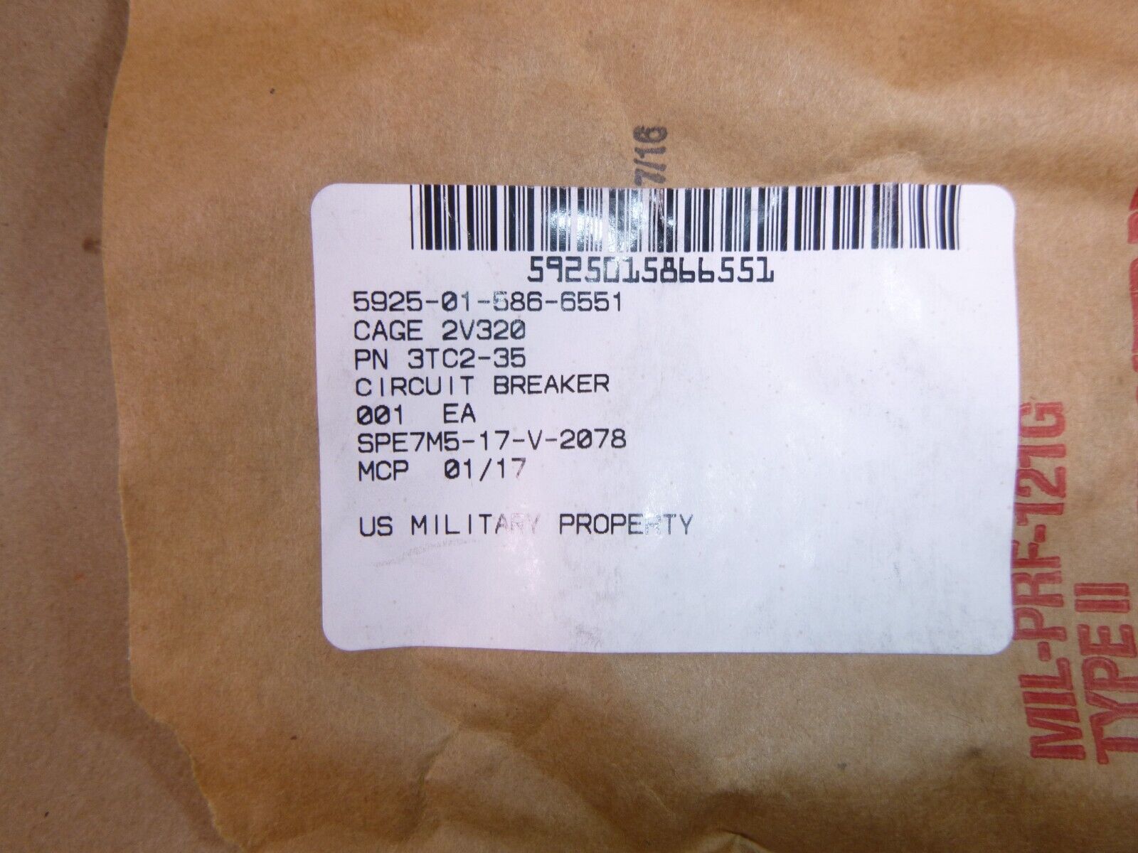 Sensata Klixon Mil-Spec Circuit Breaker 3TC2-35, MS14105-35, 5925-01-586-6551 | Electrical MRO Replacement Parts & Components and Commercial Electrical Supplies Company