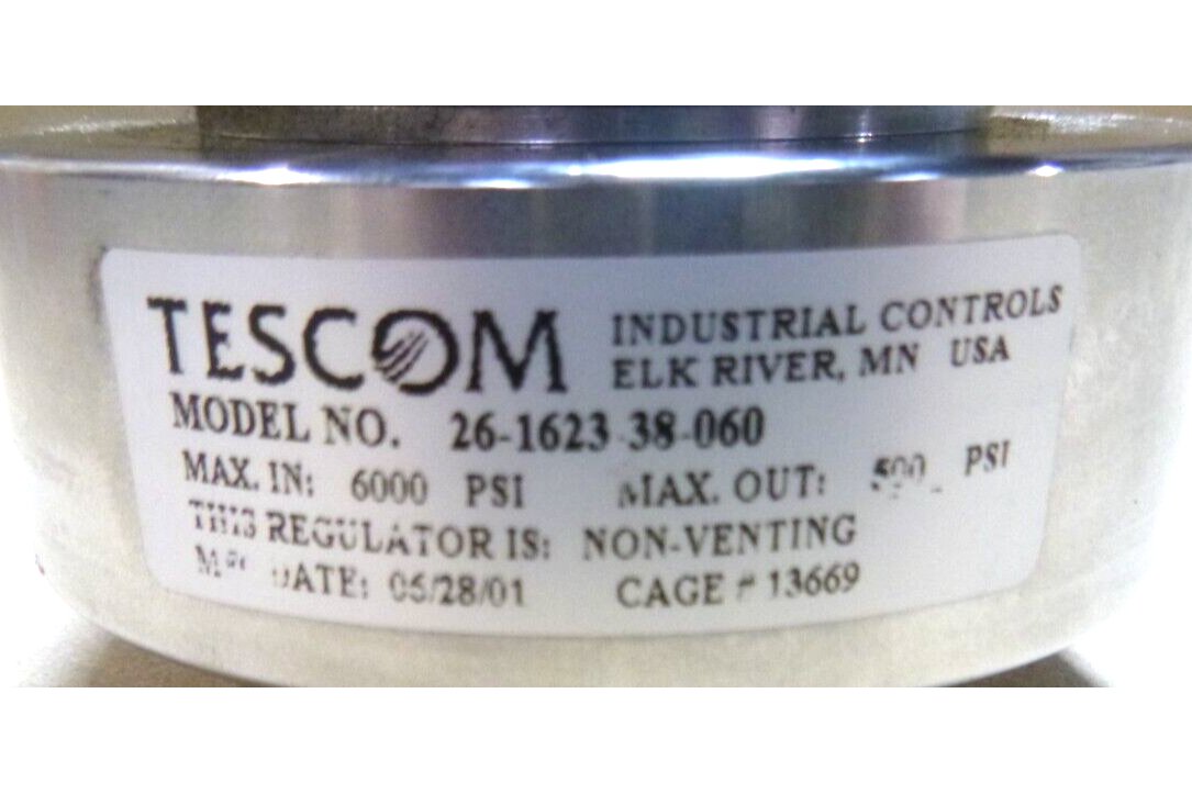 Tescom 26-1623 38-060 Non Venting Regulator Valve 500 Psi Out 6000 Psi In | Industrial MRO Replacement Parts, Manufacturing Machine Parts & Components, Heavy Equipment Parts Supplier
