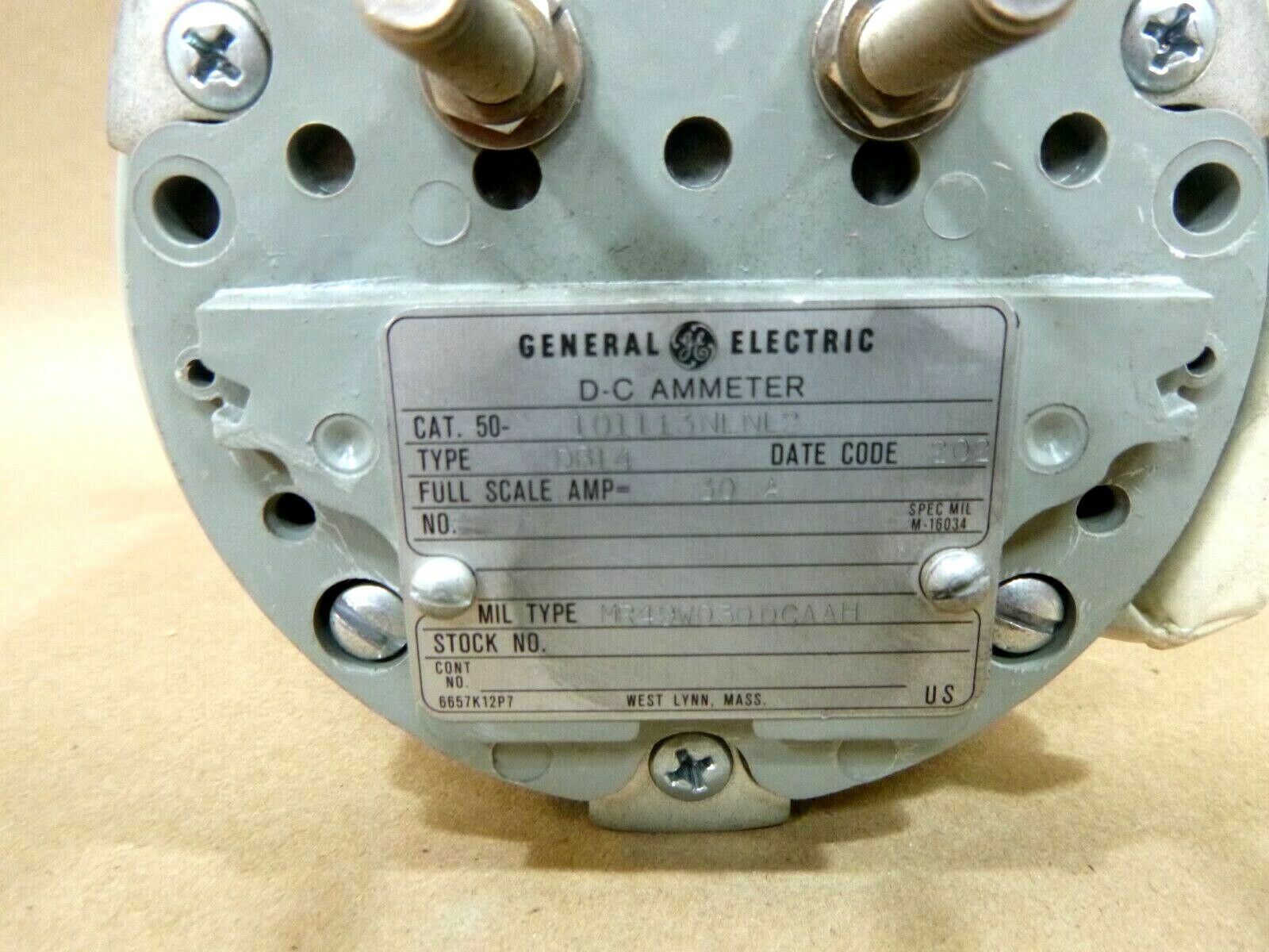 U.S. Navy Tarawa Class General Electric Panel Mount DC Amp Meter MR49W030DCAAH | Electrical MRO Replacement Parts & Components and Commercial Electrical Supplies Company