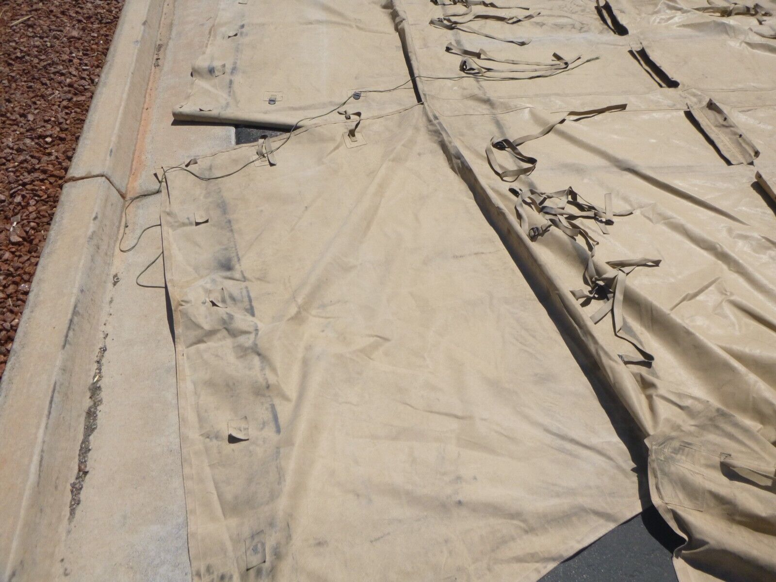 USED LMTV MTV M1078 M1081 M1082 Tan Cargo Cover 12420281-015 , 2540-01-460-2337 | Genuine FMTV Replacement Parts, LMTV Parts For Sale and Military Surplus Medium Tactical Vehicle Parts & Components