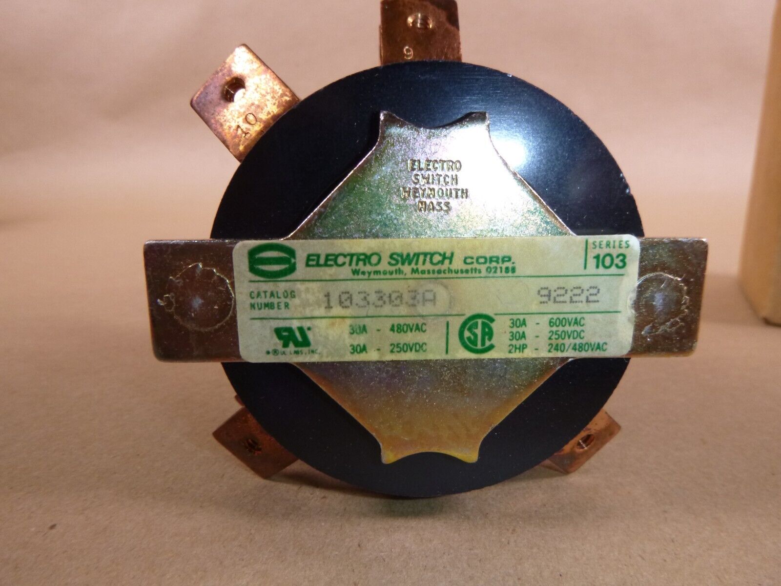 USGI 4 Position 30 Amp 480 Vac 250 Vdc Rotary Switch, Electro Switch Series 103 | Electrical MRO Replacement Parts & Components and Commercial Electrical Supplies Company