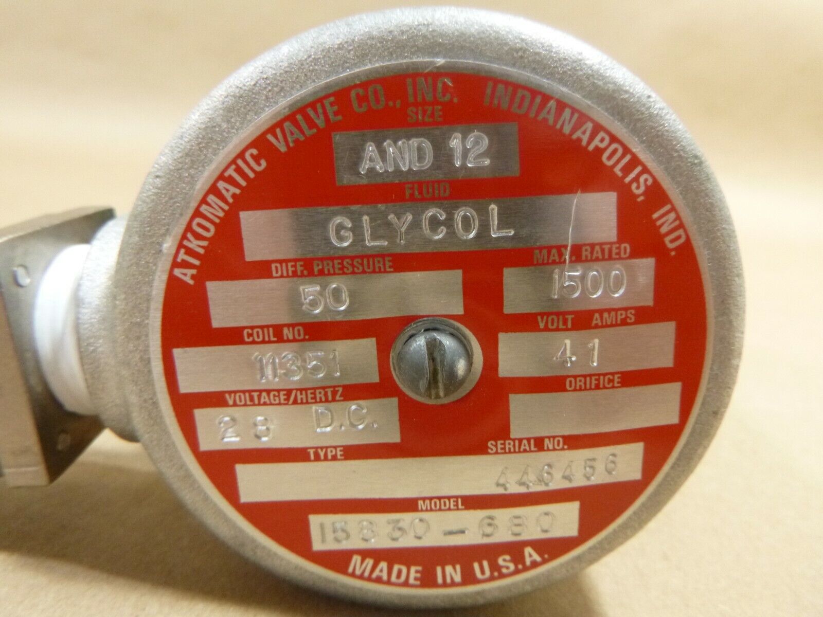USGI Atkomatic Solenoid Valve 15830 , 28 Vdc 3/4" NPT Made In USA | Industrial MRO Replacement Parts, Manufacturing Machine Parts & Components, Heavy Equipment Parts Supplier