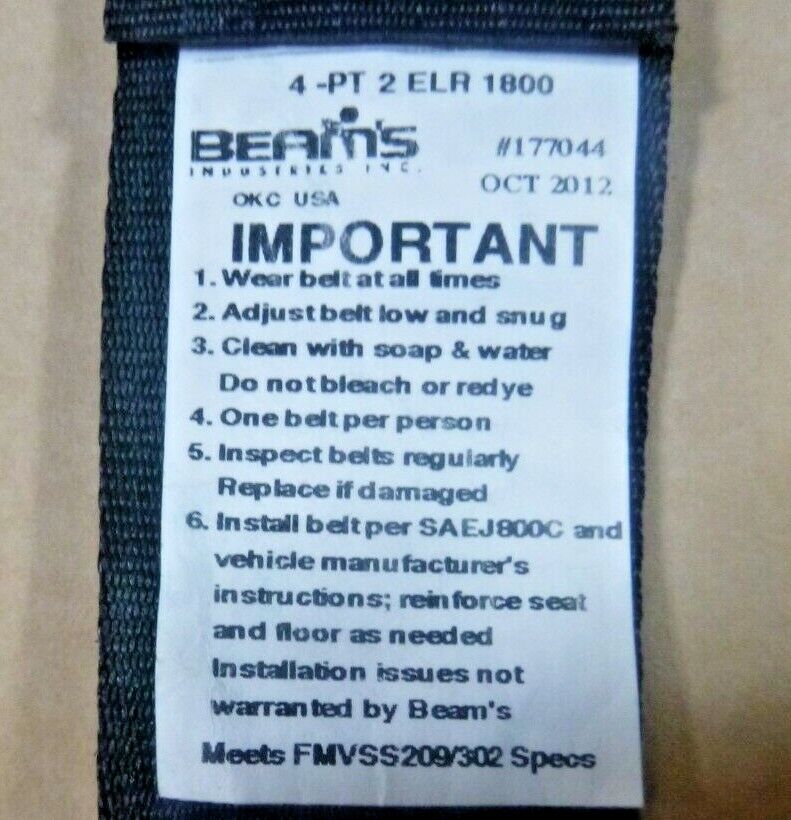 USGI Beams Ind. 4 Point 2 Emergency Locking Retractors 2" Seat Belt Harness USA | Replacement Truck Parts, Trailer Accessories, Automobile Supplies, Car Parts & Accessories