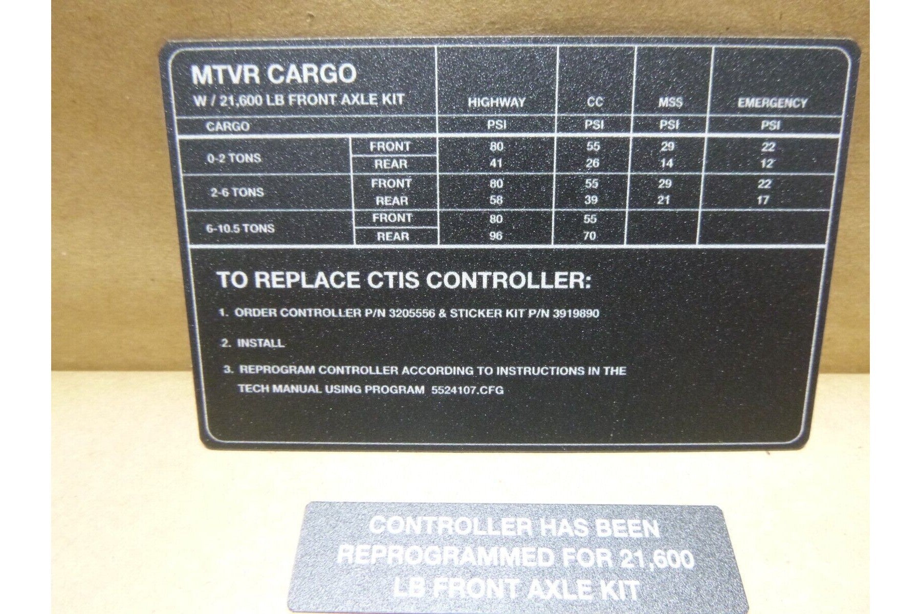 USGI MK25 7-Ton MTVR W/ Winch Nameplate Identification Kit 9905-01-611-5307 | Genuine MEP Generator Replacement Parts and Military Surplus Generator Parts