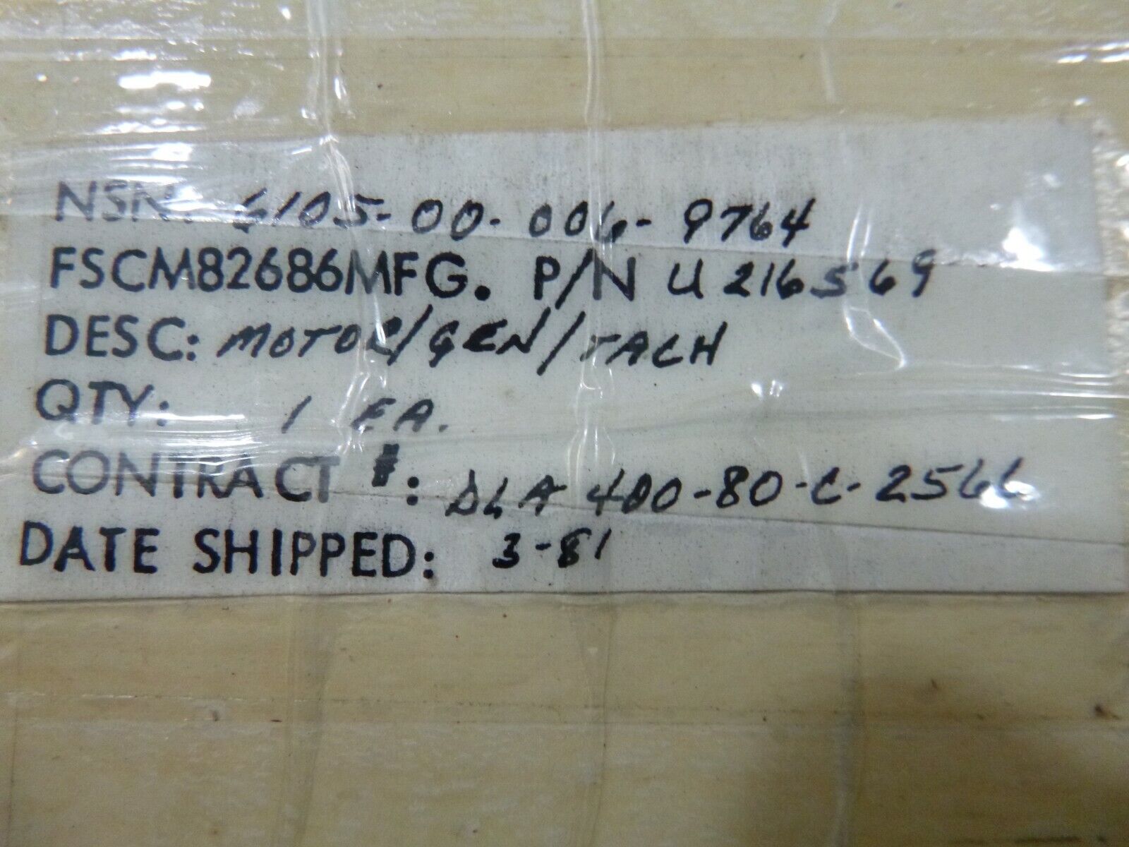 USGI Transicoil Motor - Tachometer - Generator U-216569, 115 Volt 4600 Rpm 400Hz | Industrial Electric Motors, Pumps & Parts