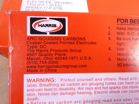 100 Pcs. HARRIS Pointed copper - coated arc gouging carbon electrode 3/16" x 12" - Royal Equipment HARRIS