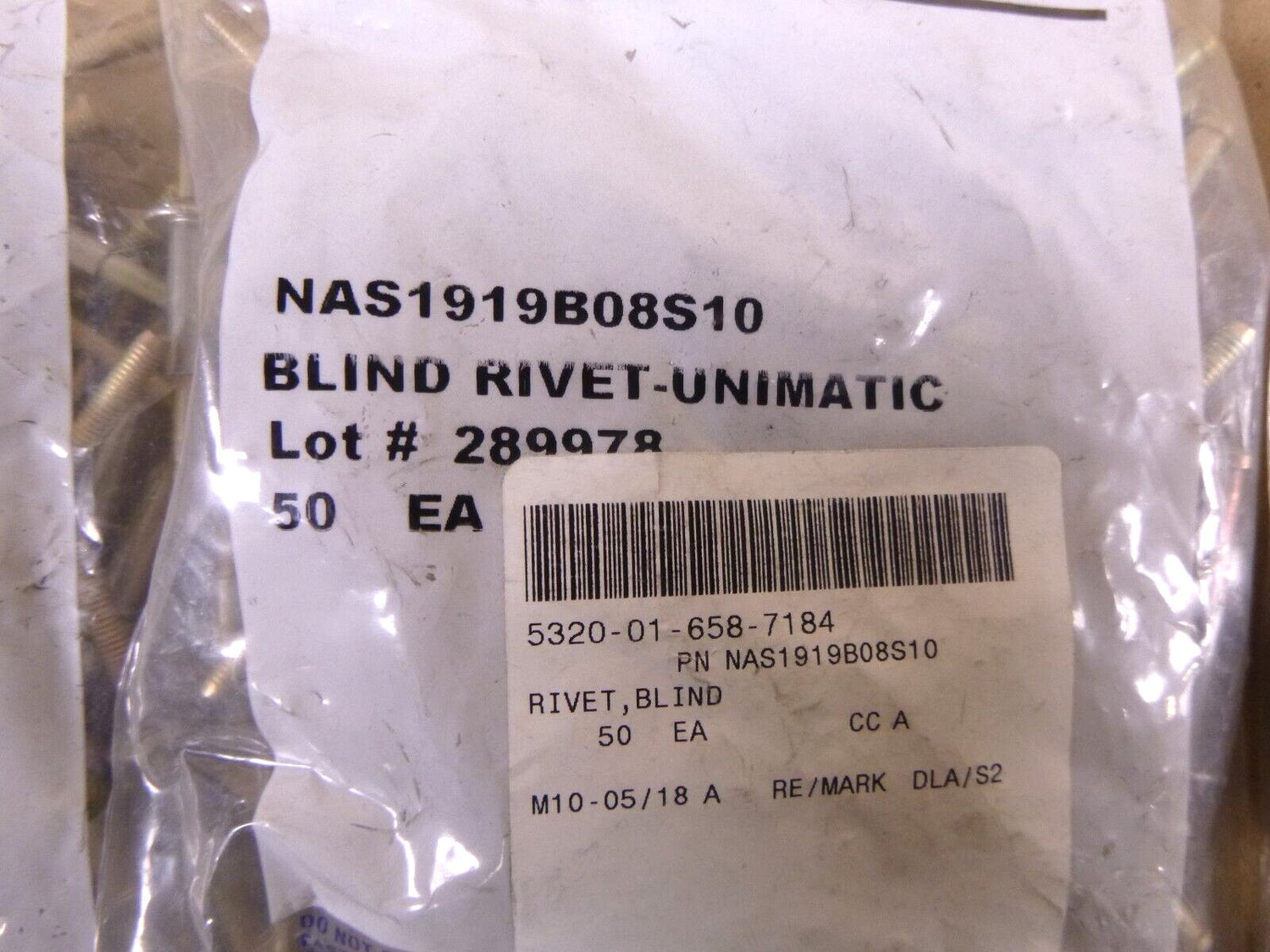 (150 Pcs) USGI Alcoa Fasteners Blind Rivet NAS1919B08-S10, 5320-01-658-7184 | Industrial Replacement Nuts &amp; Bolts Distributor and Machinery Screws &amp; Fasteners Supply
