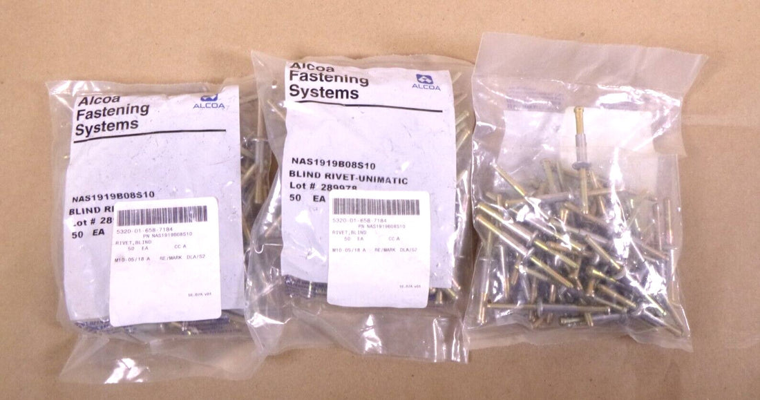 (150 Pcs) USGI Alcoa Fasteners Blind Rivet NAS1919B08-S10, 5320-01-658-7184 | Industrial Replacement Nuts &amp; Bolts Distributor and Machinery Screws &amp; Fasteners Supply