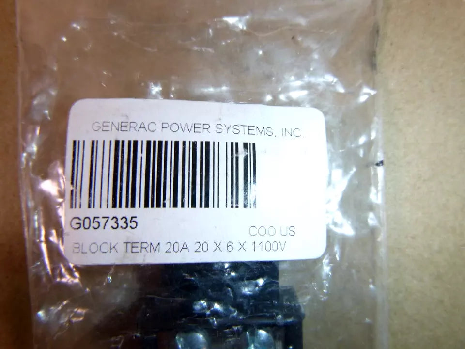 G057335 Generac Terminal Block 20A 20 X 6 X 1100V | Genuine MEP Generator Replacement Parts and Military Surplus Generator Parts