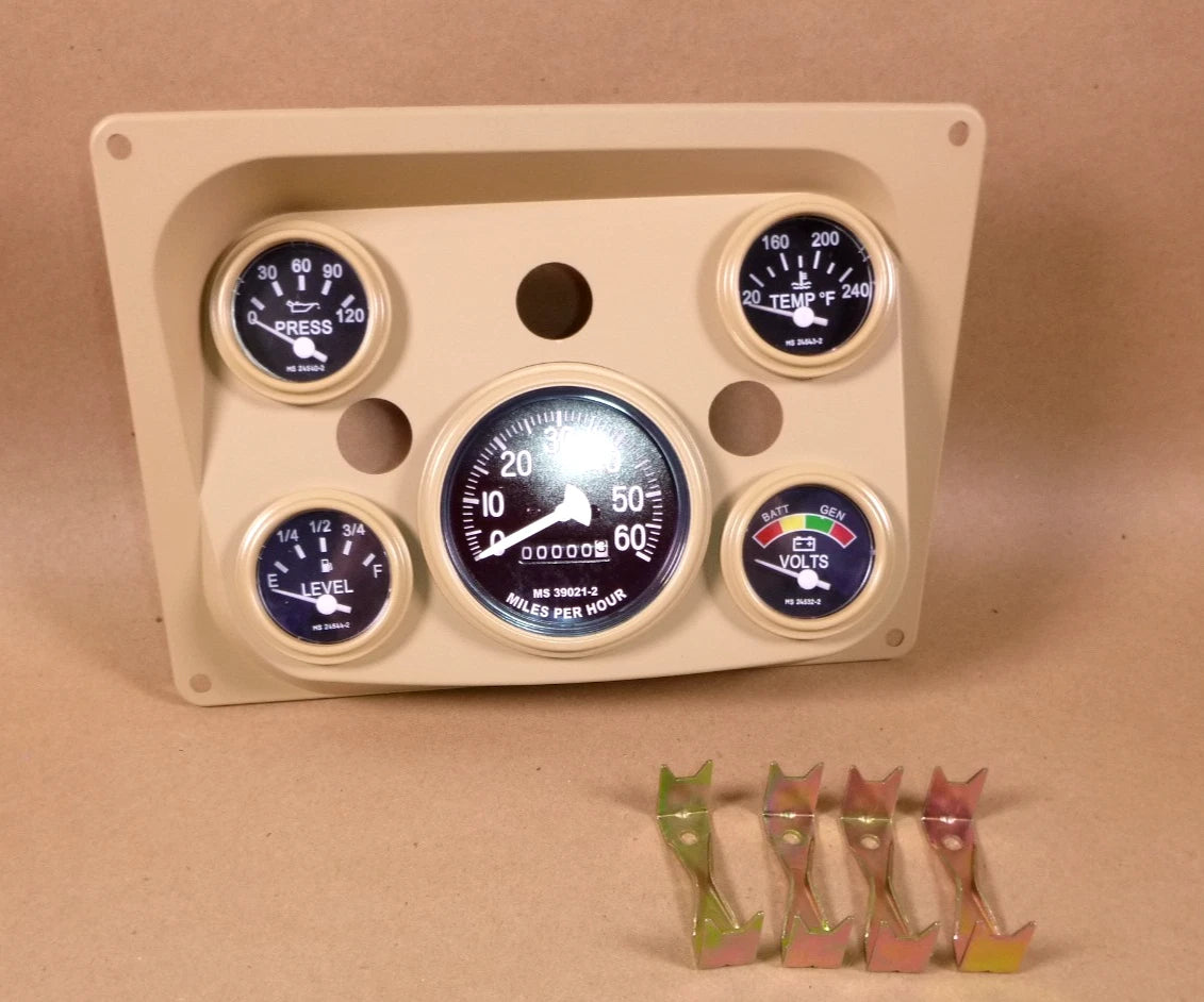 M998 Humvee Instrument Panel With 5 Gauge Set Tan 12338466, 2540-01-185-6117 *PAINT CRACKING* | Genuine HMMWV Replacement Parts and Military Surplus Humvee Parts &amp; Accessories
