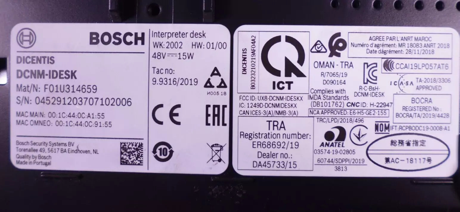 Bosch DCNM-IDESK DICENTIS Interpreter Desk Single-User w/ Mic &amp; Cord | Electrical MRO Replacement Parts &amp; Components and Commercial Electrical Supplies Company