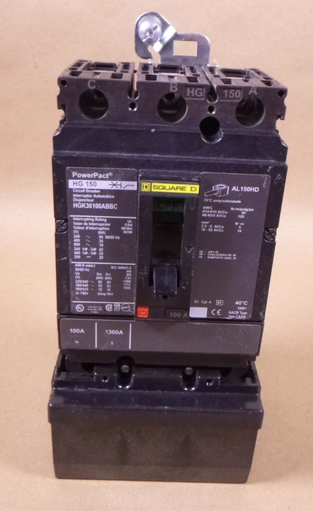 Square D HGK36100ABBC Molded Case Circuit Breaker 600V 100A 35kA@480V | Electrical MRO Replacement Parts & Components and Commercial Electrical Supplies Company
