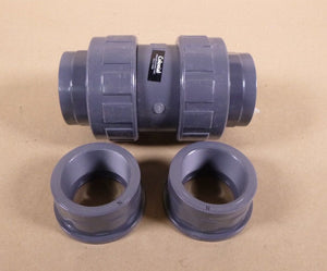 2" True Union Ball Check Valve PVC/FKM S+T, 235 Psi Socket & Threaded Connectors - Royal Equipment COLONIAL VALVE