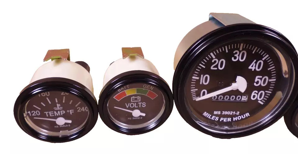 HUMVEE M998 5 GAUGE KIT TEMPERATURE VOLTMETER FUEL LEVEL OIL SPEEDOMETER BLACK | Genuine HMMWV Replacement Parts and Military Surplus Humvee Parts &amp; Accessories