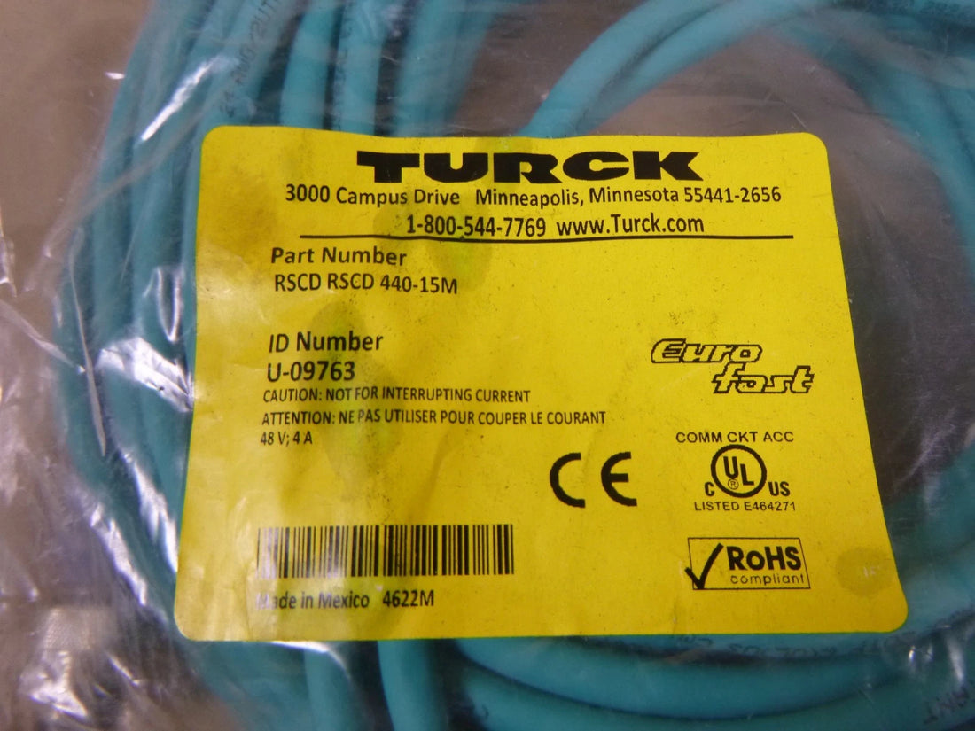 TURCK RSCD RSCD 440-15M, 4-Pin Double End ETHERNET CORDSET, U-09763 , 15M | Electrical MRO Replacement Parts &amp; Components and Commercial Electrical Supplies Company