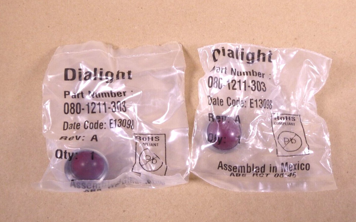 2x RED DOME PANEL LIGHT LENS , DIALIGHT 080-1211-303, 1.15" Diameter | Electrical MRO Replacement Parts &amp; Components and Commercial Electrical Supplies Company