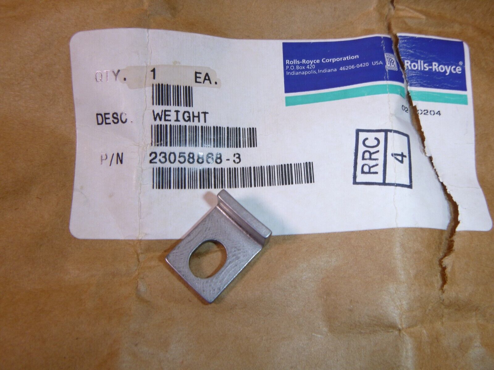 2x USGI Aircraft Fan Balance Weight 23058868 - 3, 2990 - 01 - 507 - 6866 - Royal Equipment ROLLS ROYCE