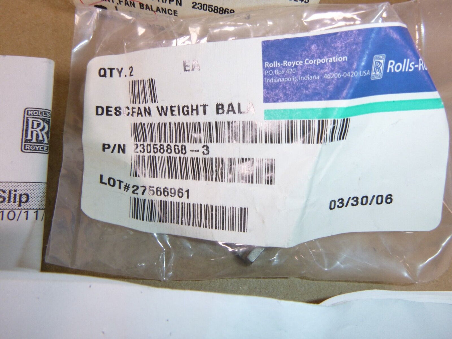 2x USGI Aircraft Fan Balance Weight 23058868 - 3, 2990 - 01 - 507 - 6866 - Royal Equipment ROLLS ROYCE