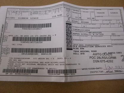 (30x) LD111-0044-2304 Close Tolerance Screws , 5305-01-185-7162 | Industrial Replacement Nuts &amp; Bolts Distributor and Machinery Screws &amp; Fasteners Supply