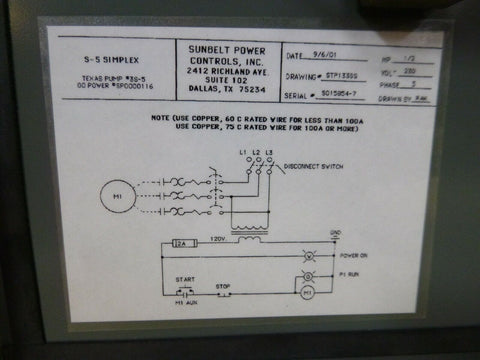 3S - 5 Texas Pump Control Panel 1/2 Hp 230V 3 Phase - Nema 3 Enclosure 18"x12"x6" - Royal Equipment TEXAS PUMP