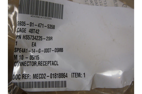 3x Glenair 367 - 099NF25 - 4 Receptacle Connector HS5734Z25 - 2SR , 5935 - 01 - 471 - 5358 - Royal Equipment Royal Equipment