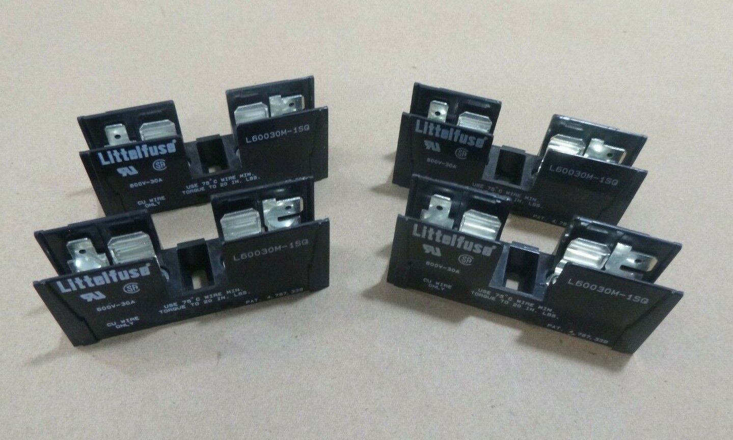4x New Littelfuse L60030M-1SQ Midget Fuse Block 30 Amp 600 Volt AC/DC (Lot of 4) | Electrical MRO Replacement Parts &amp; Components and Commercial Electrical Supplies Company