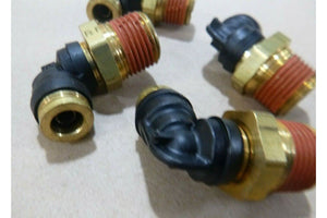 4x Parker 3/8" O.D. Tube To Male NPT Brass Push - to - Connect 90 Elbow 369PTC - 6 - 8 - Royal Equipment ParkerPush - to - Connect Fittings