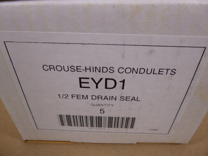 (5 Pack) Crouse Hinds EYD1 Condulet Conduit Sealing 1/2" Female Drain Seal EYD | Industrial MRO Replacement Parts, Manufacturing Machine Parts &amp; Components, Heavy Equipment Parts Supplier