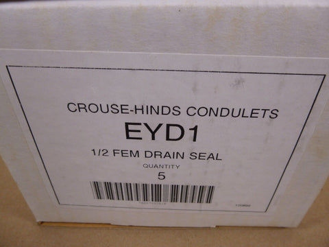 (5 Pack) Crouse Hinds EYD1 Condulet Conduit Sealing 1/2" Female Drain Seal EYD - Royal Equipment Crouse - Hinds