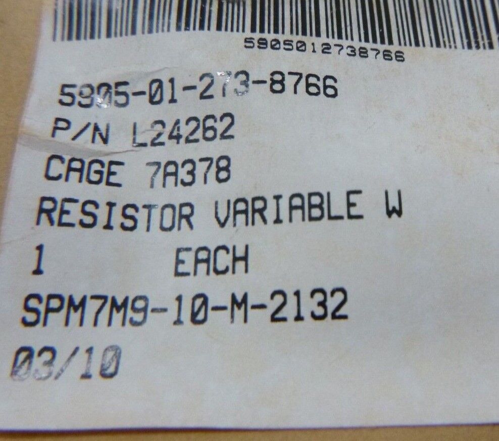 STATE ELECTRONICS L24262 VARIABLE RESISTOR , 5905-01-273-8766 | Electrical MRO Replacement Parts &amp; Components and Commercial Electrical Supplies Company