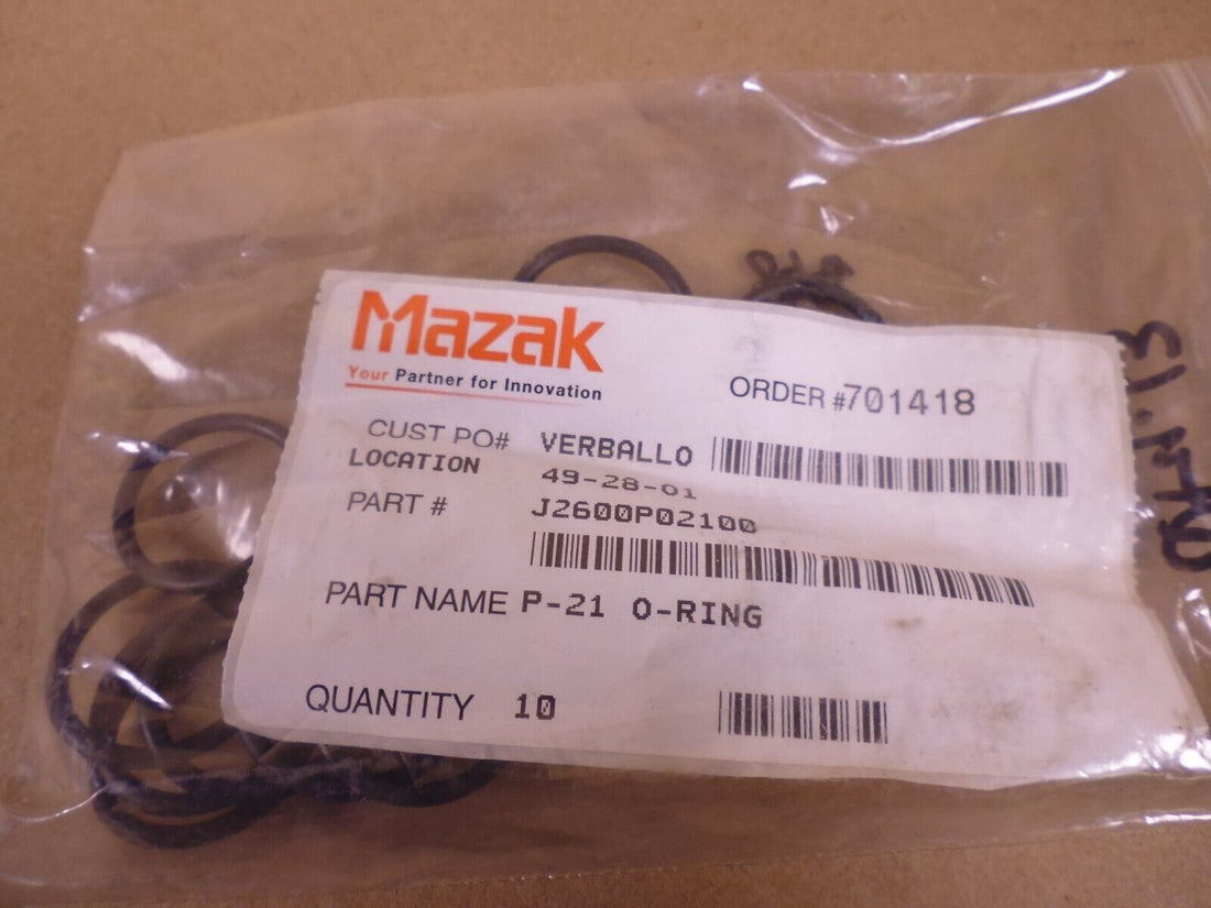 (13 PACK) OEM MAZAK J2600P02100 O-Ring P-21 | Industrial MRO Replacement Parts, Manufacturing Machine Parts &amp; Components, Heavy Equipment Parts Supplier