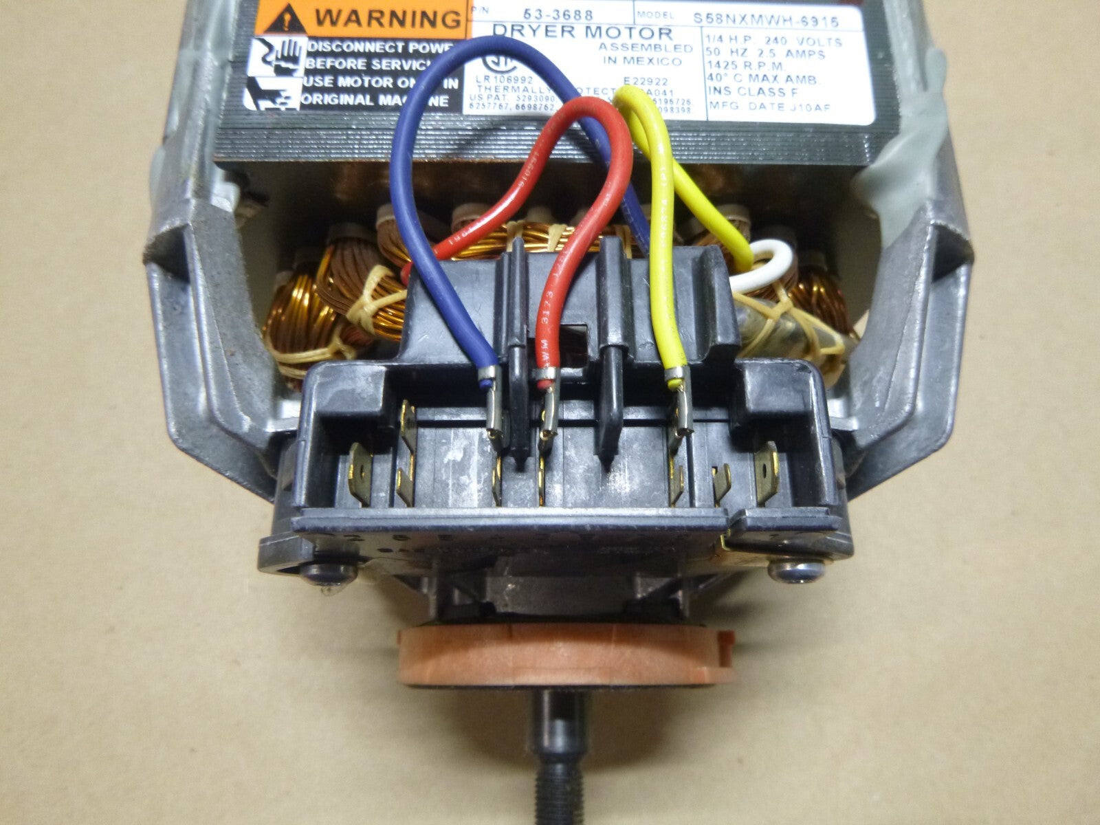 FSP Maytag / Whirlpool Dryer Motor 240 Volt 50 Hz. 1425 Rpm 21001484, 53-3688 | Industrial Electric Motors, Pumps &amp; Parts