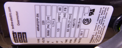 Bodine 459800321371 Vertical Motor Drive Brake Gearmotor | Industrial Electric Motors, Pumps & Parts