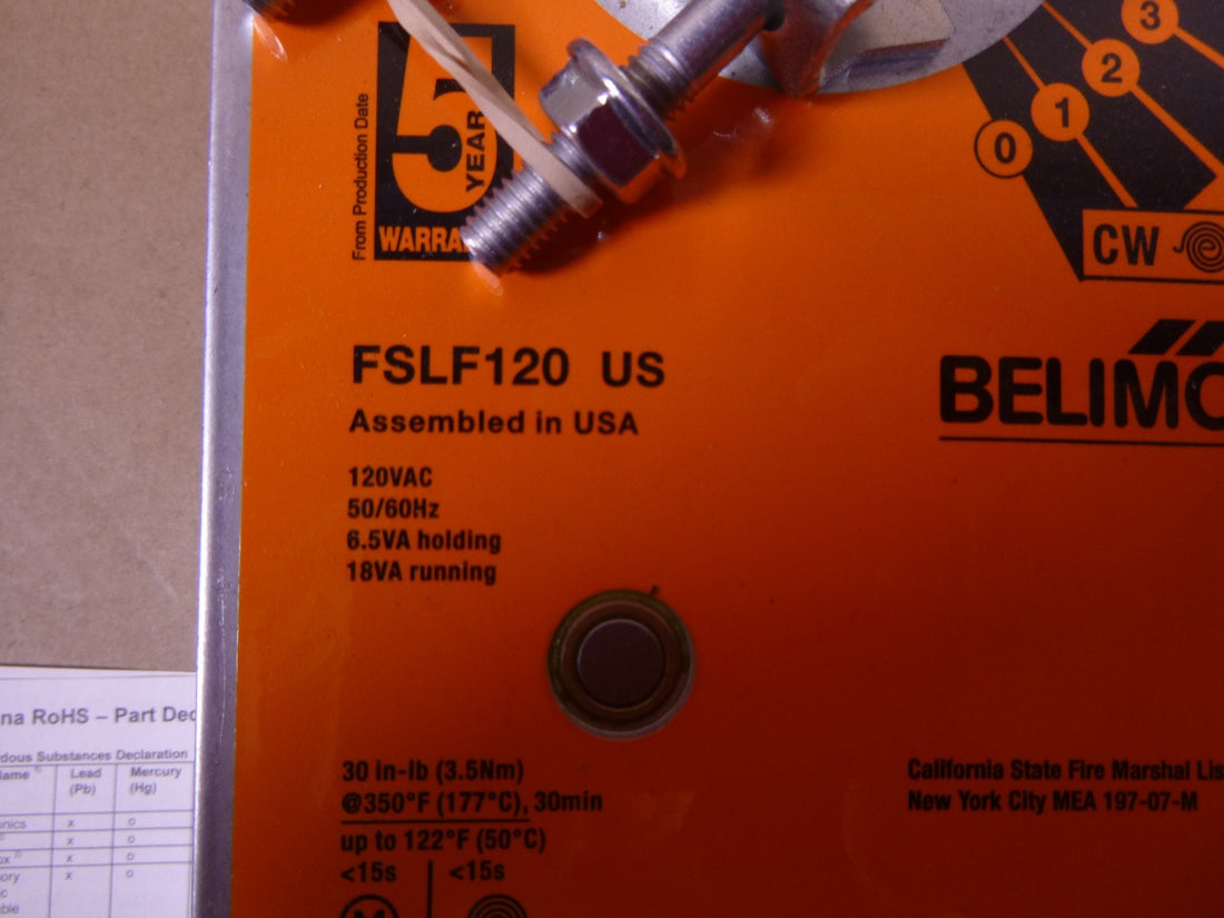 FSLF120 US Belimo Fire &amp; Smoke Actuator, 30 in-lb, Spring return, 120 Vac | Electrical MRO Replacement Parts &amp; Components and Commercial Electrical Supplies Company