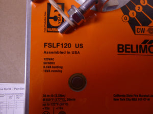 FSLF120 US Belimo Fire & Smoke Actuator, 30 in-lb, Spring return, 120 Vac, NEW