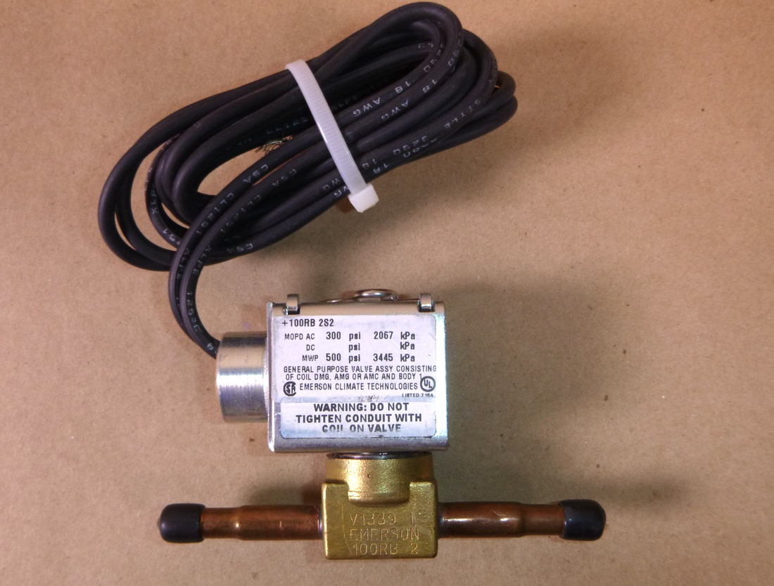 100RB 2S2 Emerson Refrigerant Solenoid Valve 1/4" With 120 Volt Coil | Electrical MRO Replacement Parts &amp; Components and Commercial Electrical Supplies Company