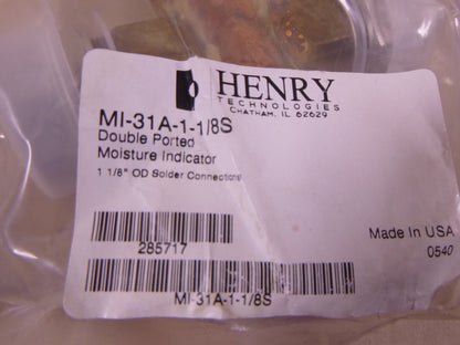 Henry Technologies MI-31A-1-1/8S Double Ported Moisture Himudity Indicator 1-1/8
